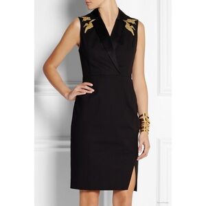 Altuzarra for Target Dress 6 black gold embroidery tuxedo sheath